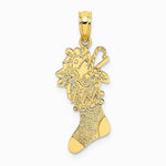 10K / 14K Yellow Gold Polished Christmas Stocking Pendant - Product Photo