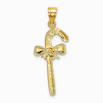 10K / 14K Yellow Gold Solid Polished Candy Cane Pendant - Product Photo