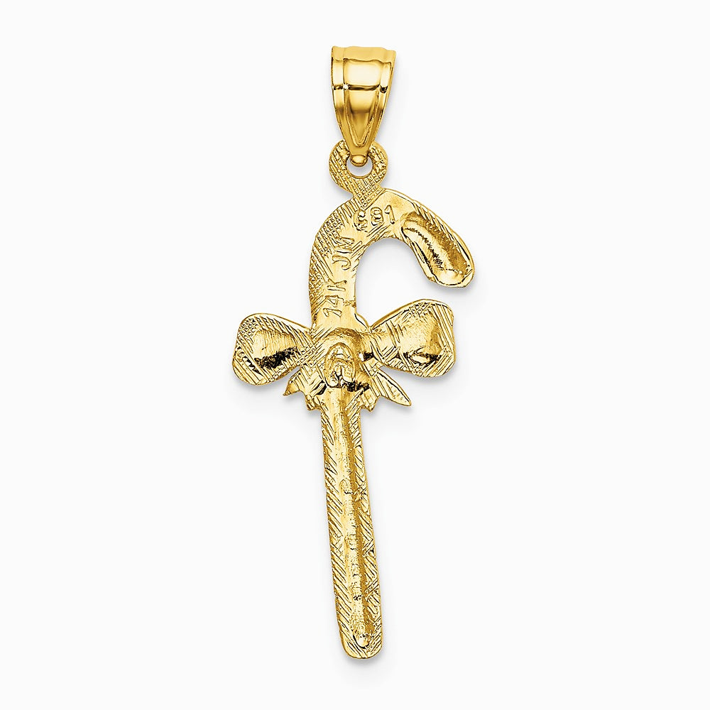 10K / 14K Yellow Gold Solid Polished Candy Cane Pendant - Product Photo
