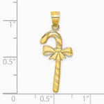 10K / 14K Yellow Gold Solid Polished Candy Cane Pendant - Product Photo