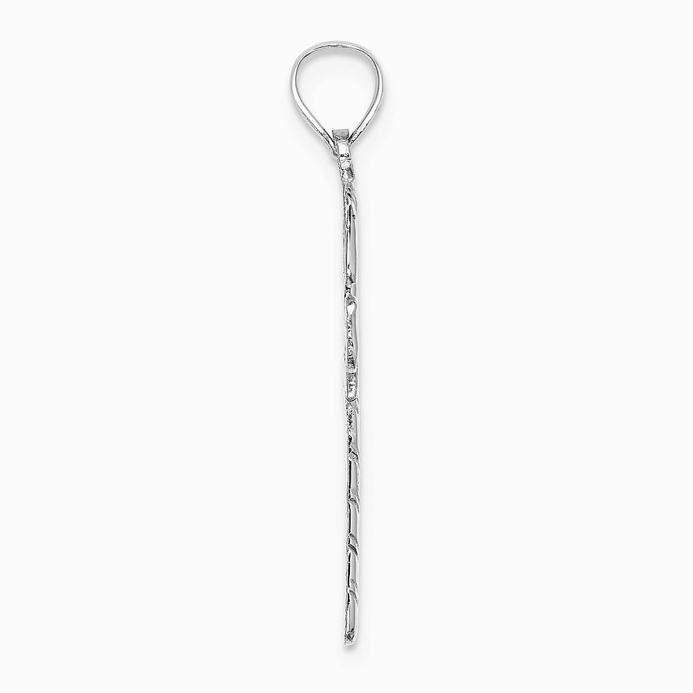 10K / 14K White Gold Solid Polished Candy Cane Pendant - Product Photo