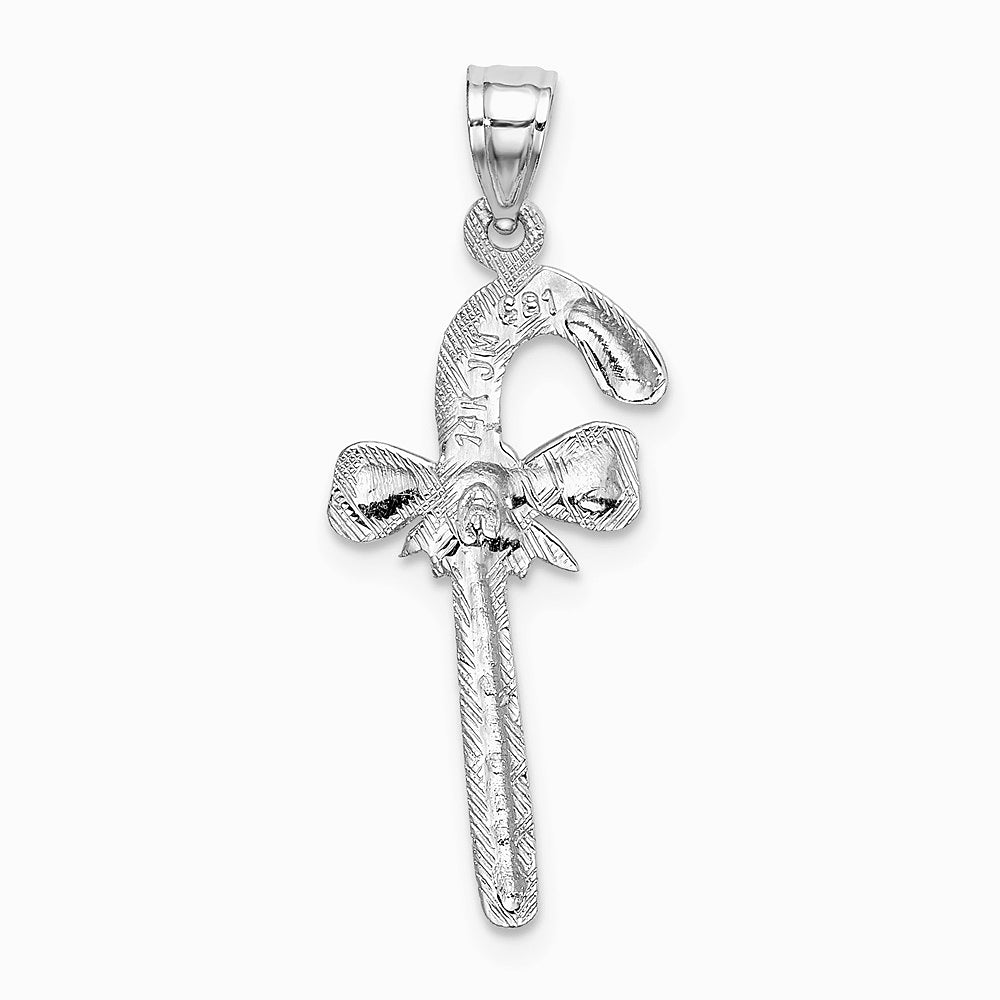10K / 14K White Gold Solid Polished Candy Cane Pendant - Product Photo
