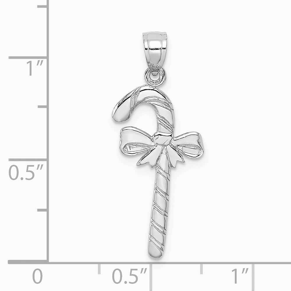 10K / 14K White Gold Solid Polished Candy Cane Pendant - Product Photo