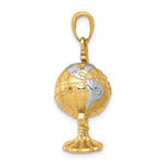 14K Yellow & Rhodium with Rhodium 3-D Moveable Globe Pendant - Product Photo