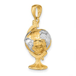 14K Yellow & Rhodium with Rhodium 3-D Moveable Globe Pendant - Product Photo