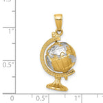 14K Yellow & Rhodium with Rhodium 3-D Moveable Globe Pendant - Product Photo