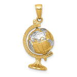 14K Yellow & Rhodium with Rhodium 3-D Moveable Globe Pendant - Product Photo