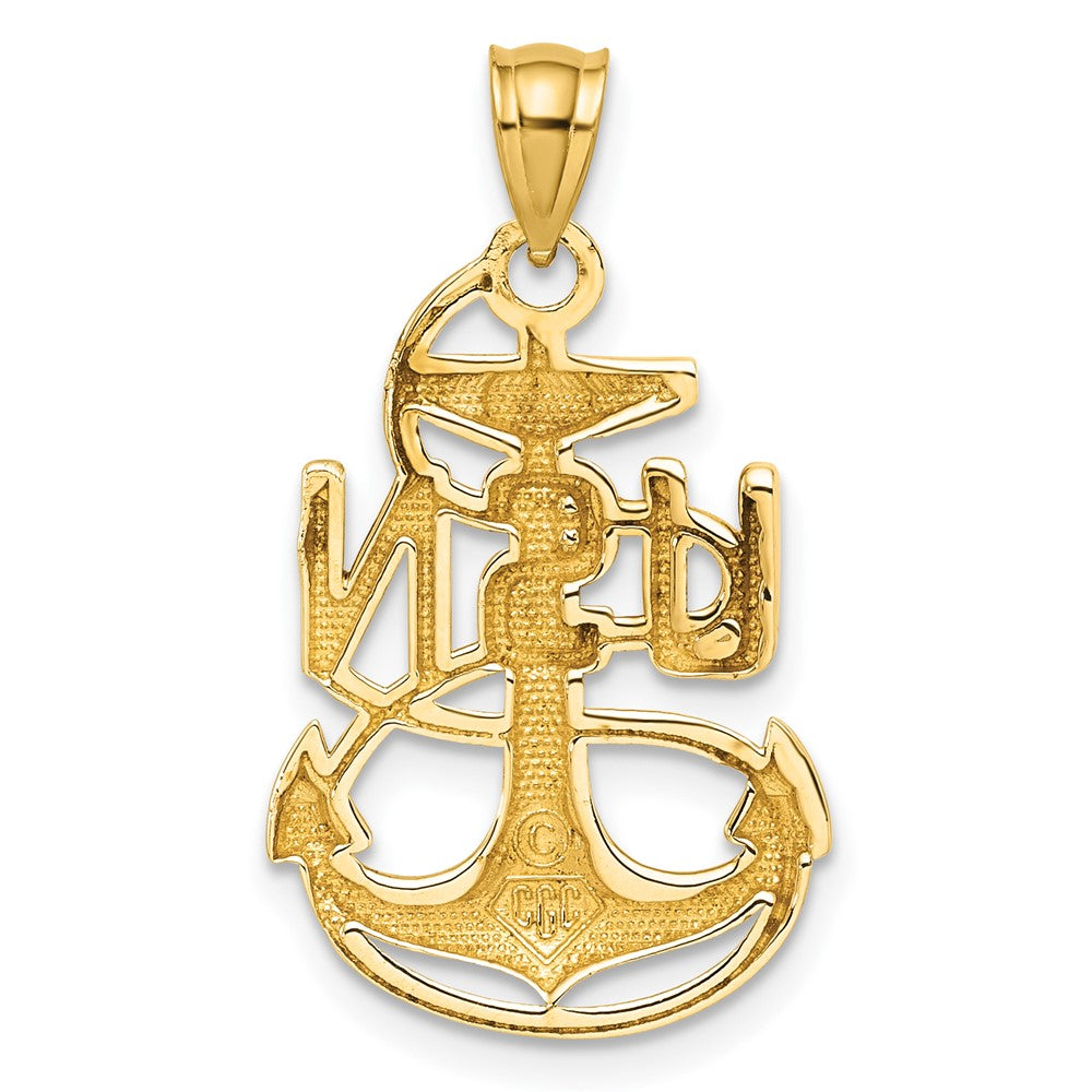 14k United States Navy USN Anchor Pendant - Product Photo