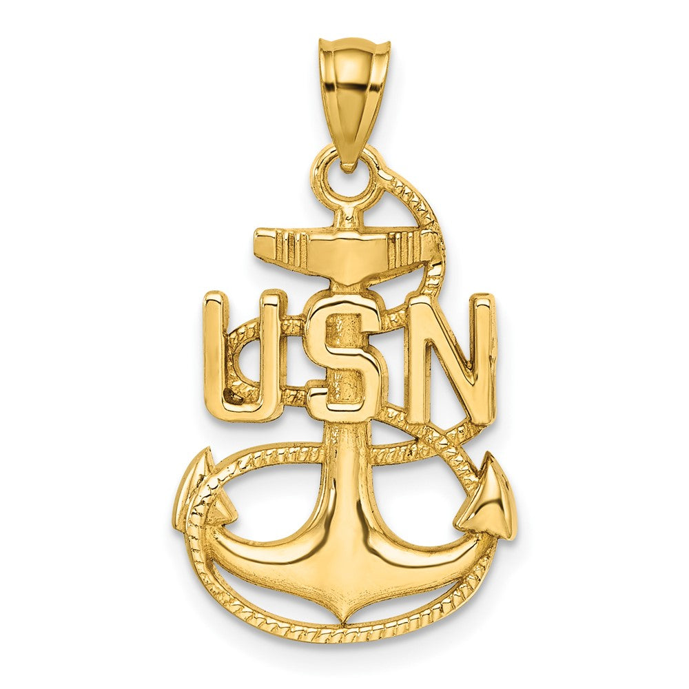 14k United States Navy USN Anchor Pendant - Product Photo