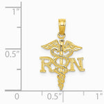 10K / 14K Yellow Gold RN Caduceus Pendant - Product Photo