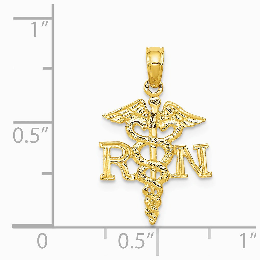 10K / 14K Yellow Gold RN Caduceus Pendant - Product Photo