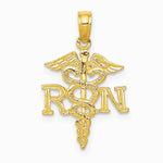 10K / 14K Yellow Gold RN Caduceus Pendant - Product Photo