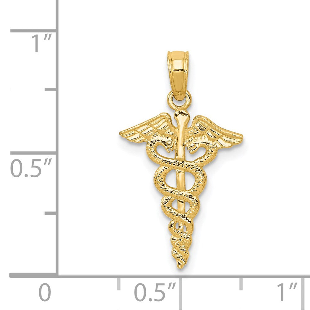 10K / 14K Yellow Gold Caduceus Pendant - Product Photo