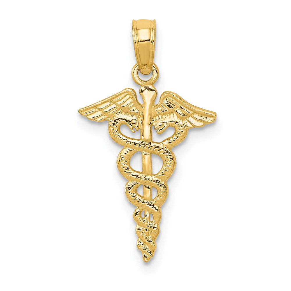 10K / 14K Yellow Gold Caduceus Pendant - Product Photo