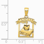 10K / 14K Yellow Gold Polished Flat-Backed Teacher Frame Pendant - Product Photo