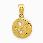 10K / 14K Yellow Gold Moon & Stars Pendant - Product Photo