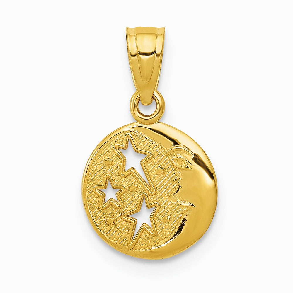 10K / 14K Yellow Gold Moon & Stars Pendant - Product Photo