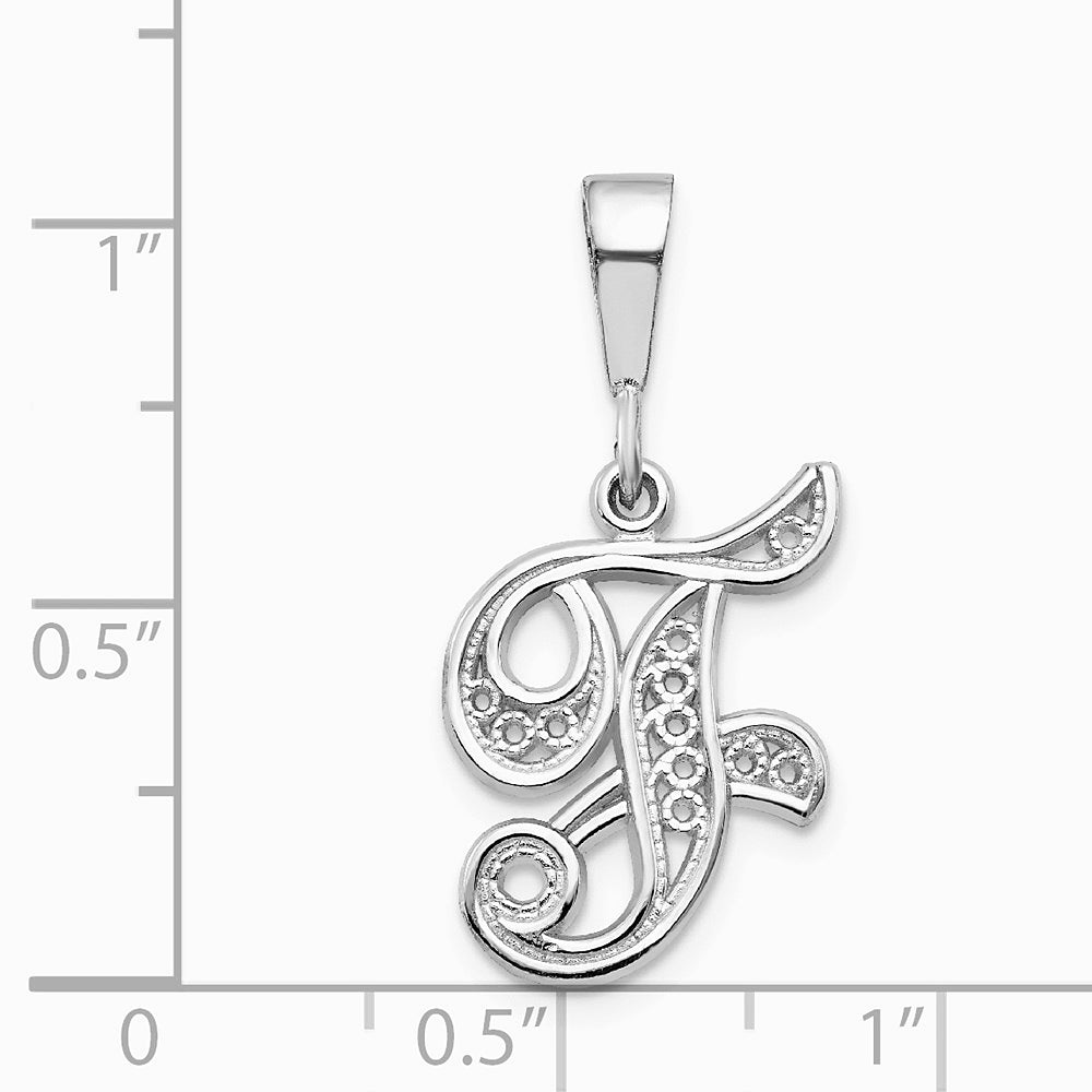 10K / 14K White Gold 10KW Filigree Initial F Pendant - Product Photo