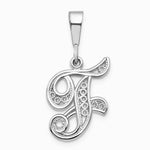 10K / 14K White Gold 10KW Filigree Initial F Pendant - Product Photo