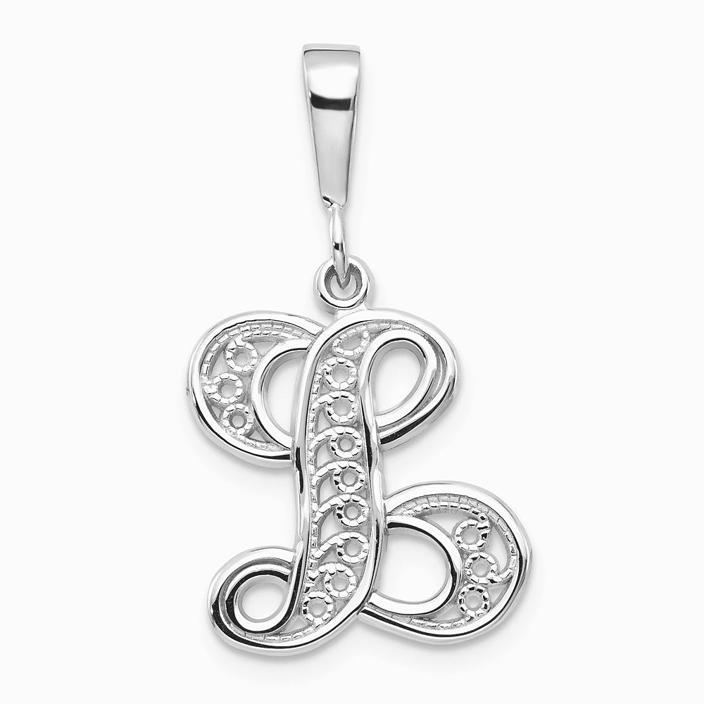 10K / 14K White Gold 10KW Filigree Initial L Pendant - Product Photo