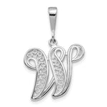 10K / 14K White Gold 10KW Filigree Initial W Pendant - Product Photo