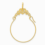 10K / 14K Yellow Gold Polished Filigree Heart Charm Holder - Product Photo