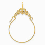 10K / 14K Yellow Gold Polished Filigree Heart Charm Holder - Product Photo
