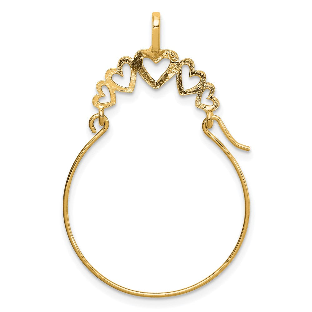 10K / 14K Yellow Gold Polished 5-Heart Charm Holder - Product Photo