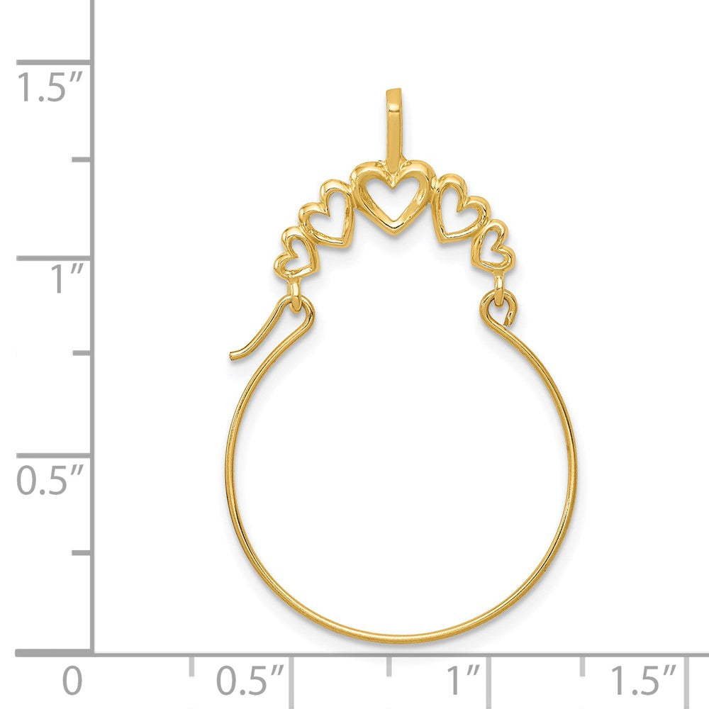 10K / 14K Yellow Gold Polished 5-Heart Charm Holder - Product Photo