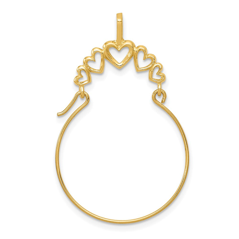 10K / 14K Yellow Gold Polished 5-Heart Charm Holder - Product Photo