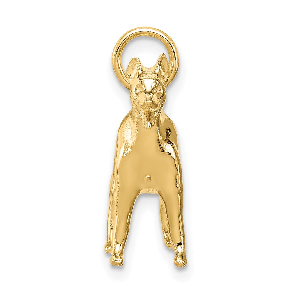 14K Yellow Gold Solid Polished 3-D German Shepherd Charm - Product Photo