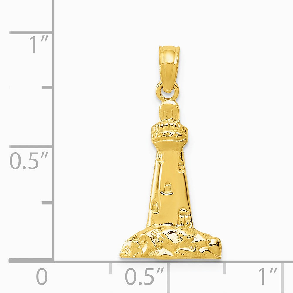 10K / 14K Yellow Gold Lighthouse Pendant - Product Photo