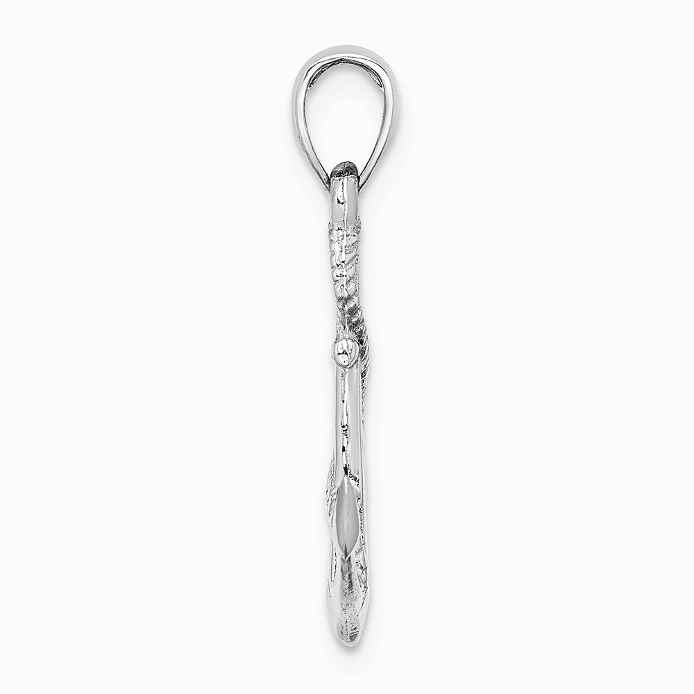 10K / 14K White Gold Solid Polished 3-D Anchor Pendant - Product Photo