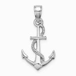 10K / 14K White Gold Solid Polished 3-D Anchor Pendant - Product Photo