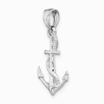 10K / 14K White Gold Solid Polished 3-D Anchor Pendant - Product Photo