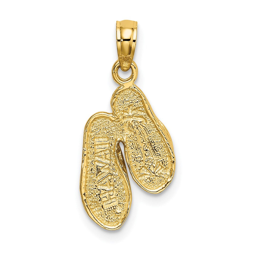 14k 3D Solid Polished HAWAII Flip-Flops Charm - Product Photo