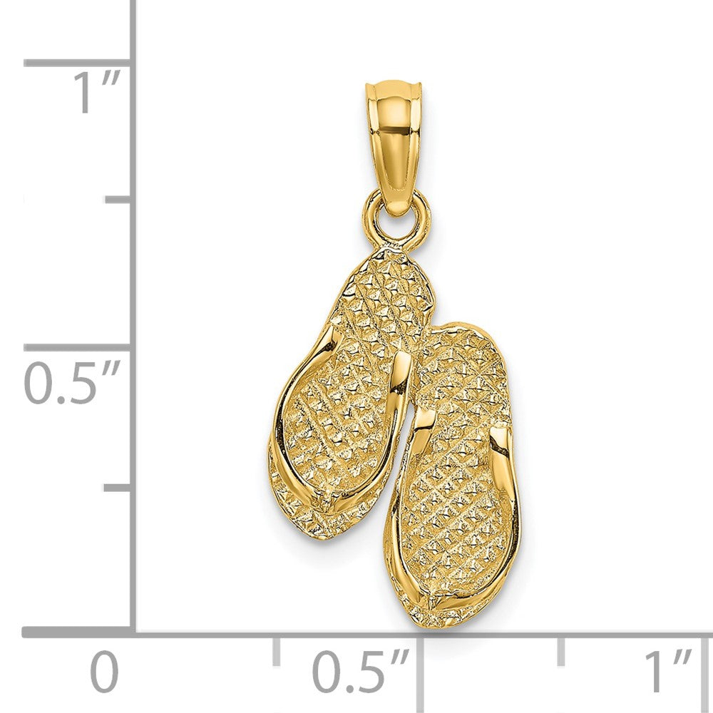 14k 3D Solid Polished HAWAII Flip-Flops Charm - Product Photo