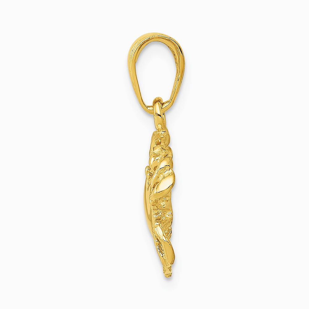 10K / 14K Yellow Gold Solid Polished Open-Backed Crab Pendant - Product Photo