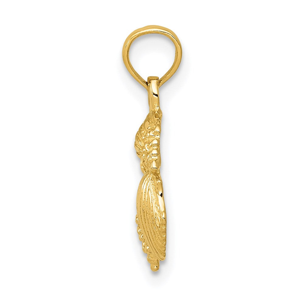 10K / 14K Yellow Gold Solid Polished Mini Shell Cluster Pendant - Product Photo
