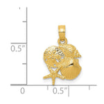 10K / 14K Yellow Gold Solid Polished Mini Shell Cluster Pendant - Product Photo