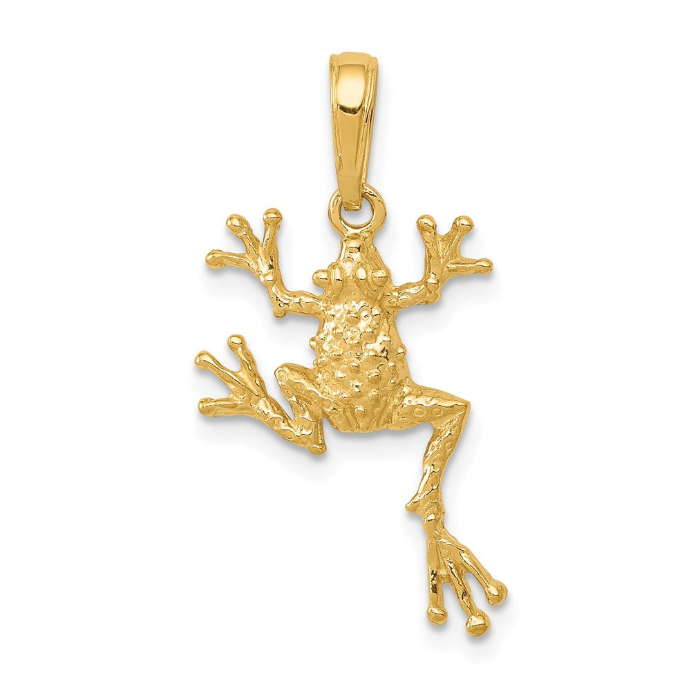 14k Solid Polished Open-Backed Frog Pendant - Product Photo