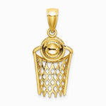 10K / 14K Yellow Gold Polished Basketball and Net Charm - Product Photo