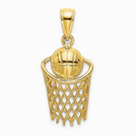 10K / 14K Yellow Gold Polished Basketball and Net Charm - Product Photo