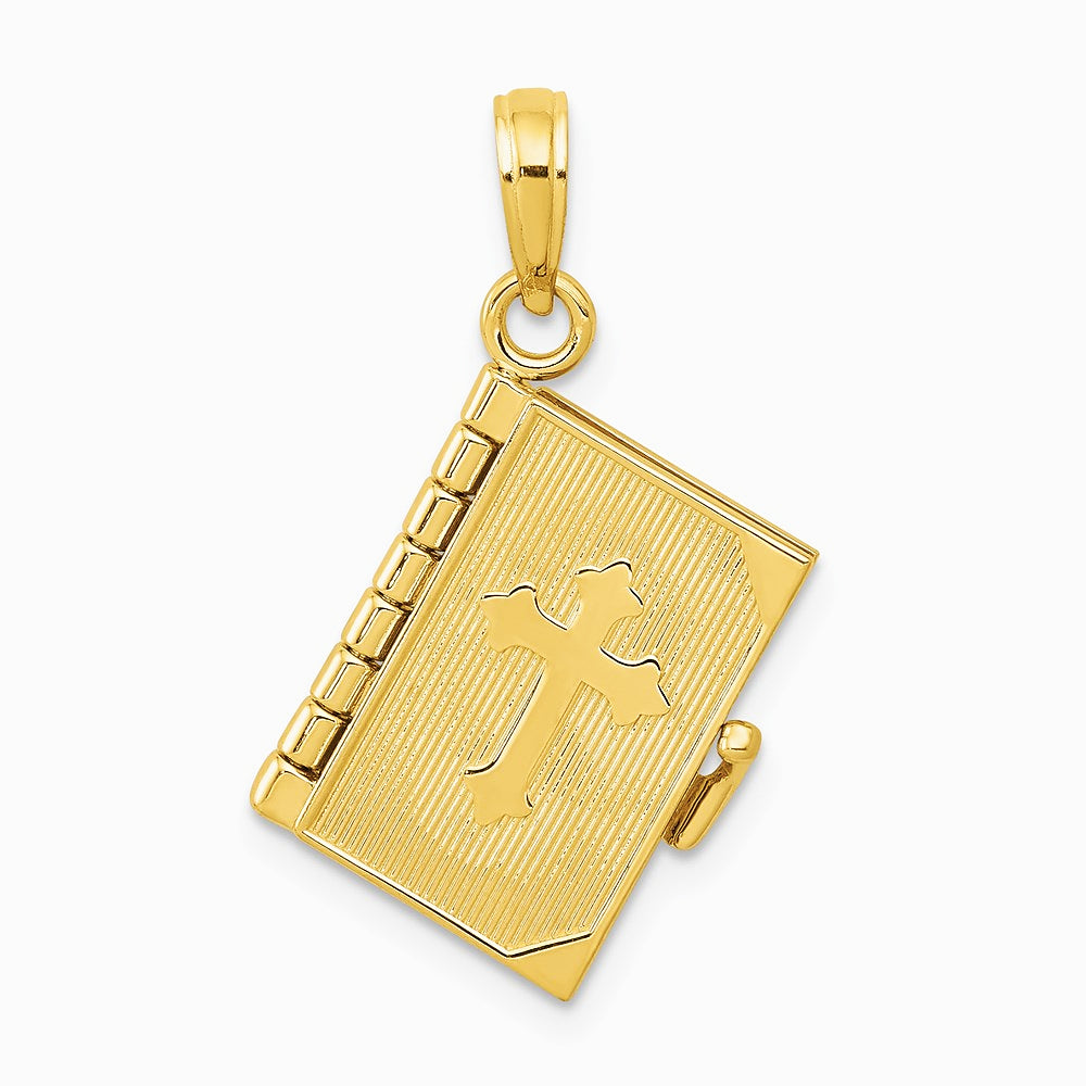 10K / 14K Yellow Gold 3D Lords Prayer Bible Pendant - Product Photo