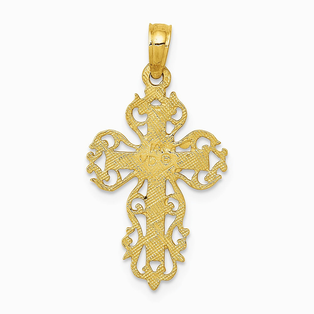 10K / 14K Yellow Gold Fancy Cross Pendant - Product Photo