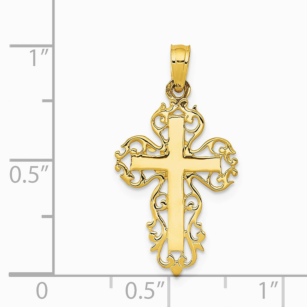 10K / 14K Yellow Gold Fancy Cross Pendant - Product Photo