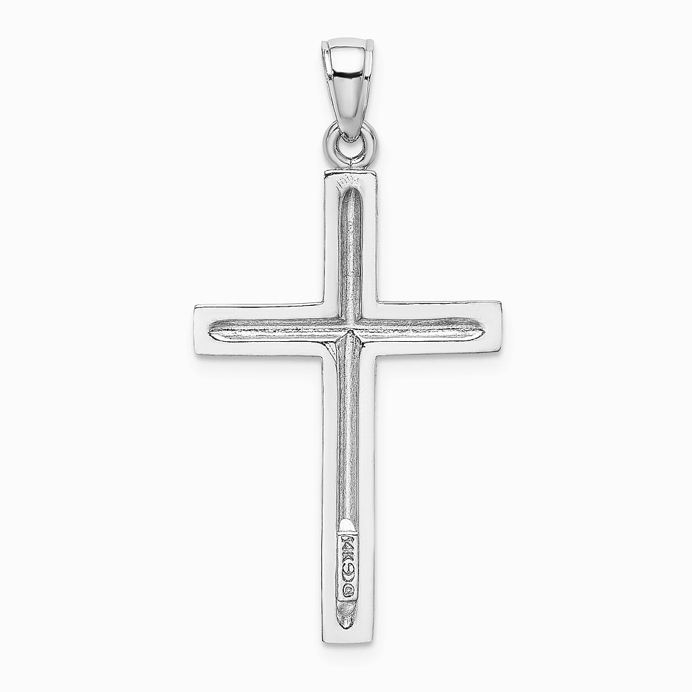 10K / 14K White Gold Polished Cross Pendant - Product Photo