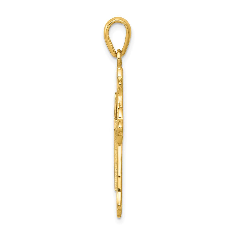 14K Two-tone Fleur De Lis Cross Pendant - Product Photo