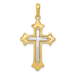 14K Two-tone Fleur De Lis Cross Pendant - Product Photo