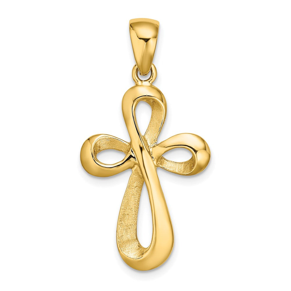 14K Yellow Gold Polished Cross Charm - Product Photo